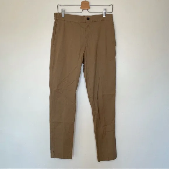 Banana Republic Slim Fit Mid Rise Drawstring Pants Khaki Texture Button … - Picture 1 of 13